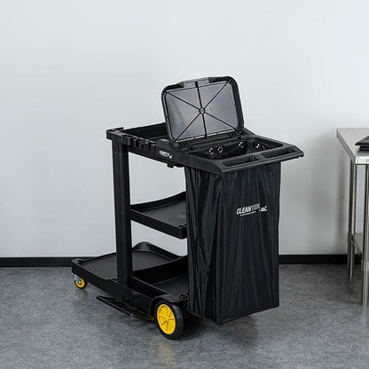Restaurantware-Janitor CART Bag ONLY: Clean Tek Professional 16.93 x 10.63 x 29.53 Inch Janitorial Cart Bag, 1 Heavy-Duty Bag - Janitor Cart Sold Separately, Durable, Black Plastic Replacement Bag