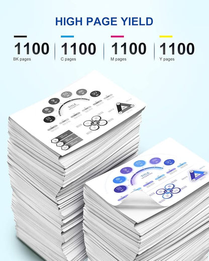 812XL Ink Cartridges with Upgraded Chip Remanufactured for Epson 812XL Ink Cartridges Combo Pack T812 812 XL Ink Work with Epson Workforce Pro WF-7840 WF-7820 WF-7310 EC-C7000 Printer(B/C/M/Y,4 Pack)