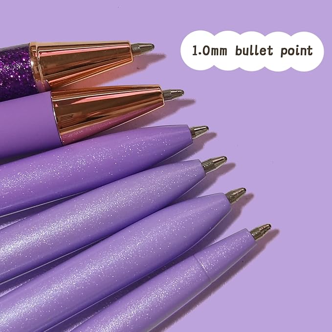 Personalized Pens for Women, 6 Pcs Purple Pens Ballpoint Pens Bulk, 1.0mm Medium Point Black Ink Pens for Journaling, Office and School Supplies Pens Gifts for Nurse Teacher (Purple)