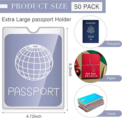 Patelai 50 Pcs 4 x 6 Passport Holder with Thumb Notch PVC Plastic Cash Budget Envelopes,clear File Envelopes Bulk,holds up to 30 Sheets, for Office Travel Storage