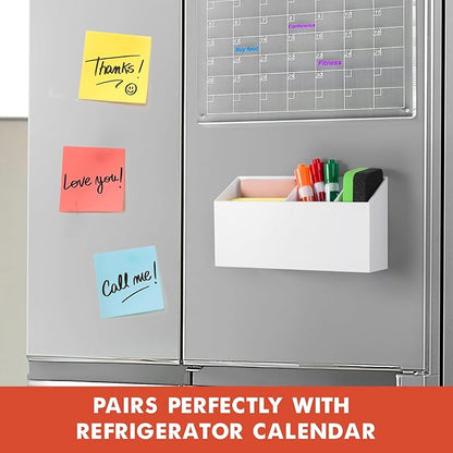 Magnetic Dry Erase Marker Holder, Acrylic Magnet Pen Holder for Whiteboard, Refrigerator, Magnetic Fridge Organizer for Office, Classroom, Whiteboard Maker Holder, Locker Organizer(White)