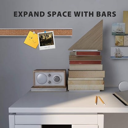 Corksidol Bulletin Bar Strip, Cork Board Bar, 15" x 1", for Classroom, Office, Cubicle, Aluminum Frame (Silver),2 Pack