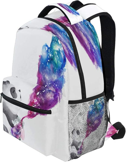 Blueangle Panda Holding Galaxy Glass Jar Printing Computer Backpack - Lightweight School Bag for Girls, Boys, Teens