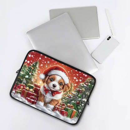 Christmas Dog Laptop Protective Sleeve for Women 10 inch Computer Sleeve Bag Lightweight Zippered Pouches Lap Top Case Suitable for Daily Use Travel School Office Organizers Bag