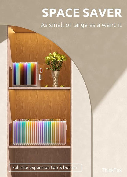 ThinkTex 26 Pockets Expanding File Folder, Upright & Open Top, A-Z Colorful Tabs, Larger Capacity Accordian Folder, Letter/A4 Size for School, Home and Office - Pink