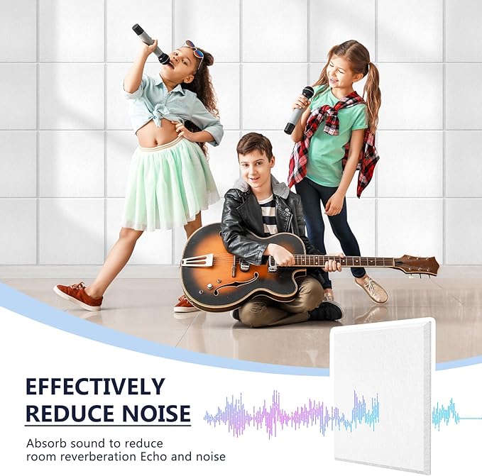 4 Pack Cork Board Tiles 12x12 Inches, 1/2" Thick Felt Cork Squares with 30 Push Pins, Bulletin Board Pin Board, Adhesive Cork Board for for Wall for Home, Office, and Kitchen (White)