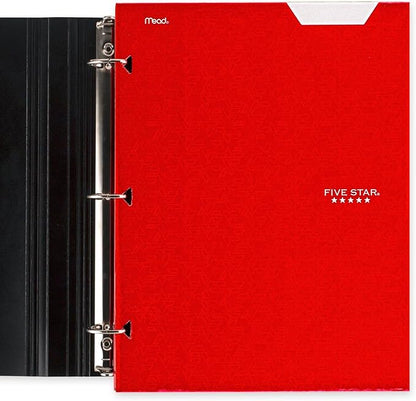 Five Star 4 Pocket Folders, 6 Pack, Paper Folders, Fits 3-Ring Binders, Holds 8-1/2" x 11" Paper, Writable Label, Black, Fire Red, Forest Green, Pacific Blue, White, Amethyst Purple (38058)