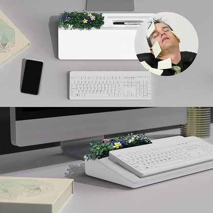 TOWON Small Desktop Whiteboard with Artificial Potted Plant & Nano Incense Stone Aromatic, Dry Erase Board for Desk Notes, Desktop Whiteboard Notepad Dry Erase with Organizer for Home Office Décor