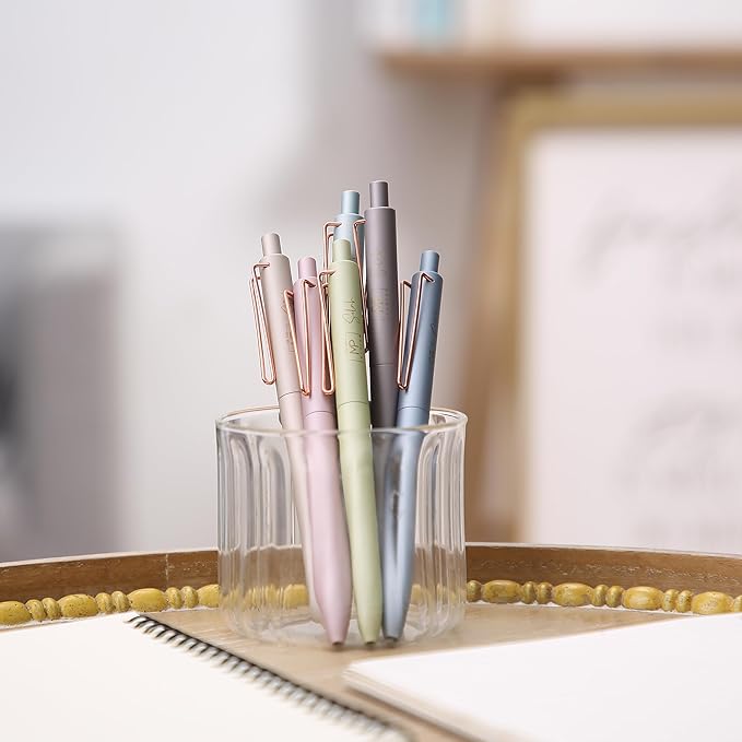 Mr. Pen- Retractable Gel Pens, 6 Pack, Black Ink Gel Pens Fine Point, Metallic Colorful Barrels, Retractable Pens, Gel Ink Pens, Aesthetic Pens for Journaling Fine Tip Pens