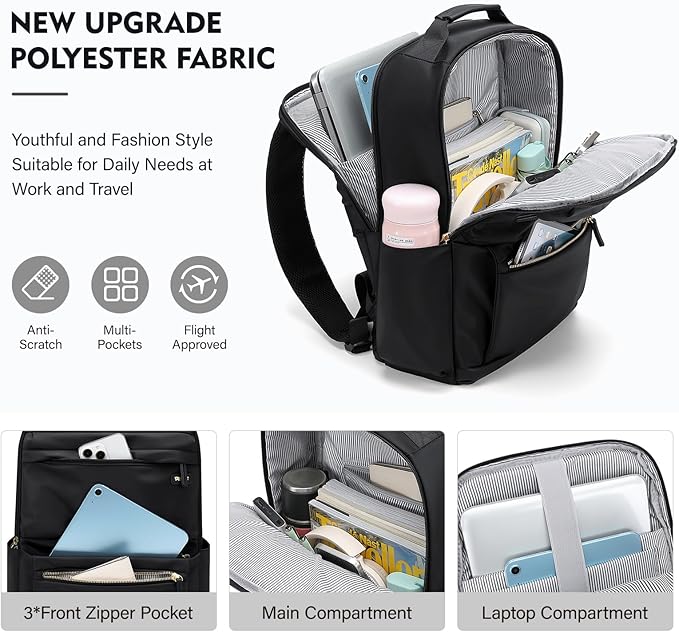 Laptop Backpack Work Bag: Fashion Travel Backpack for Women Fits 15.6 Inch Laptop Water Resistant Computer Backpack for College Teacher Nurse Business Large Capacity Casual Daypack