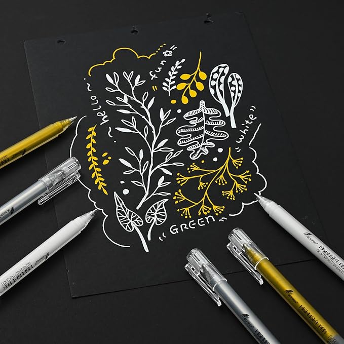 White Pens, 3Pack, White Gel Pens for Artists,0.8mm Extra Fine Point, White Gel Pen, White Ink Pen, White Pens for Black Paper, White Drawing Pens,White Pen for Artists Drawing