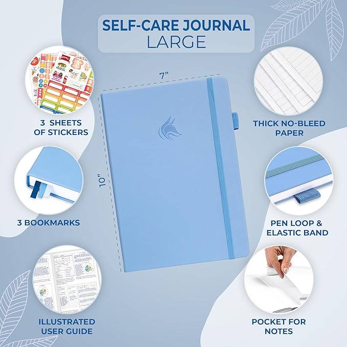 Clever Fox Self-Care Journal – Wellness & Daily Reflection Notebook – Mental Health & Personal Development Journal – Self-Care, Meditation & Mood Journal for Women & Men – Large (Periwinkle)