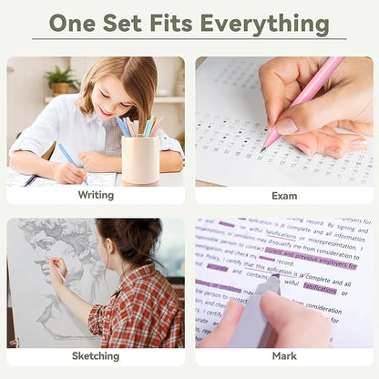 52 PCS Aesthetic School Supplies with Cute Pencil Case, Stationery Essentials with Pens Pencils and Pastel Highlighters Set, College Back to School Supplies for Teen Girls, Office Supplies - Green