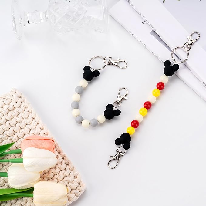 2Pcs Mouse Ear Holder for Backpack Beaded Lanyard Keychain Park Trip Essentials Headband Hanging Display Accessories