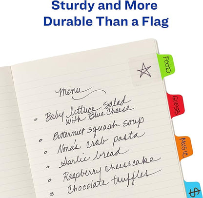 Avery Mini Ultra Tabs, 1" x 1.5", 2-Side Writable, Assorted Primary Colors, 80 Repositionable Tabs (74763)