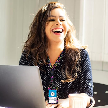 Teacher Lanyards for ID Badges and Keys, Retractable ID Badge Holder with Lanyard, Cute Mushroom Badge Reel Heavy Duty with 360 Degrees Rotate Carabiner Clip, Nurse Student Office Gifts