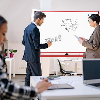 Rolling Whiteboard, 48x32 Inches Dry Erase Board with Stand, Magnetic Mobile Whiteboard on Wheels, Standing White Board for Office, School, Home, Large Double Sided White Board with Paper Pad