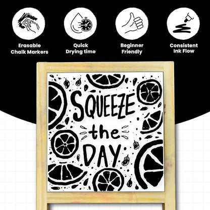 5 Black Chalkboard Chalk Markers - Black Dry Erase Markers for Blackboard, Chalkboard Signs, Windows, Glass | Variety Pack - Fine & Jumbo Size Ink Pen (1mm, 3mm, 6mm, 10mm, 15mm)