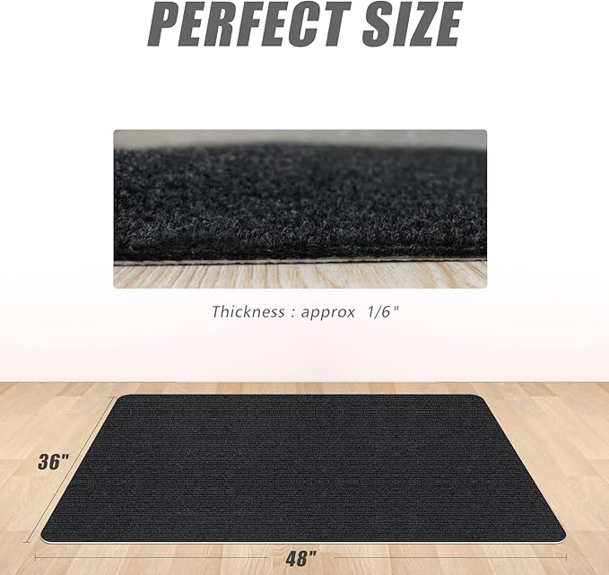 Sycoodeal Office Chair Mat for Hardwood Floor,Computer Gaming Chair Mat,Office Chair Mat for Tile Floor,Large Floor Protector Rug,Anti-Slip,Easy to Clean,Pure Black(48"x36")