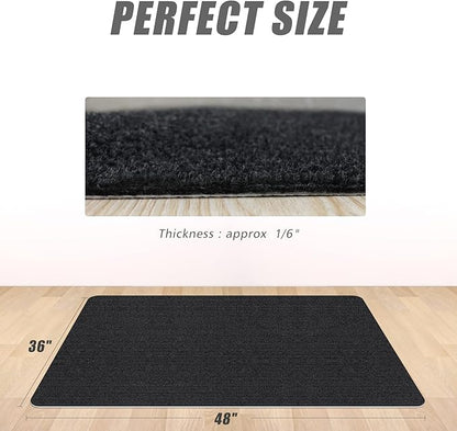Sycoodeal Office Chair Mat for Hardwood Floor,Computer Gaming Chair Mat,Office Chair Mat for Tile Floor,Large Floor Protector Rug,Anti-Slip,Easy to Clean,Pure Black(48"x36")