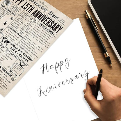 Jumbo 15th Anniversary Card for Women Men, Large 15 Year Wedding Anniversary Decorations for Wife Husband, Crystal Wedding Anniversary Card for Him Her