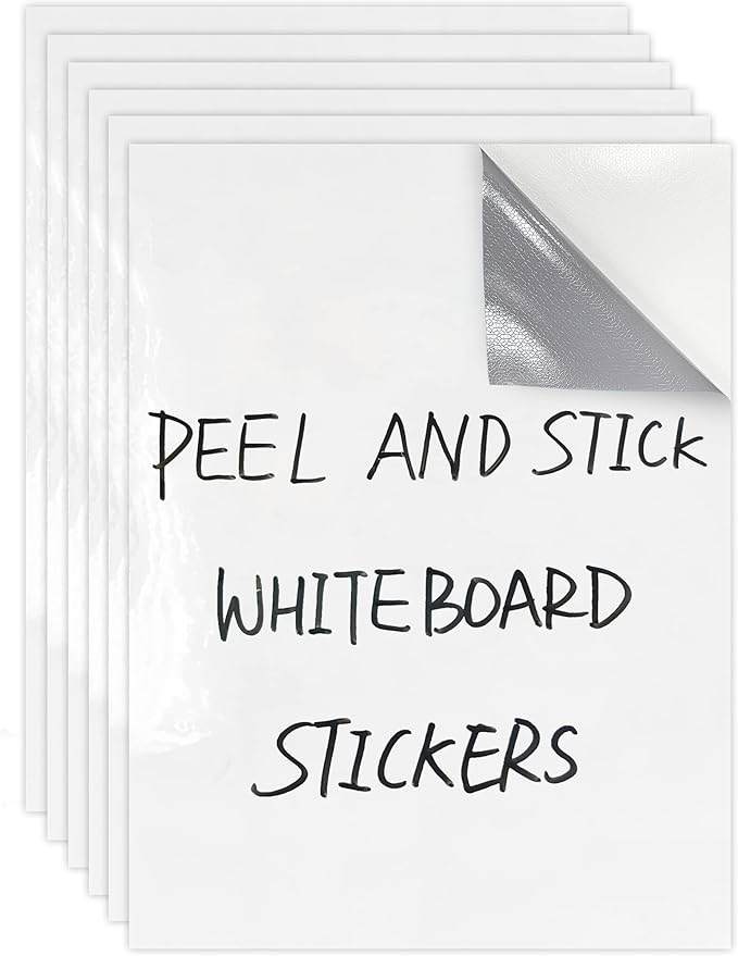 Dry Erase Board Sticker-Whiteboard Stickers-8.27''x11.69'' Removable Dry Erase Sheets-Fridge Magnetic Paper Alternatives for Wall/Desk/Refrigerator/Door/Home/Office/Classroom (White-6Pcs)