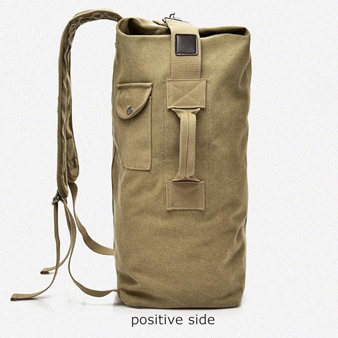 Military Duffel Bag Top Load Double Strap Canvas Backpack Army Travel b