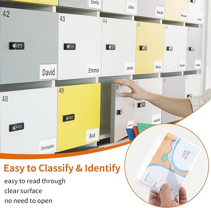 44 Pack Clear Adhesive Pockets, Bin Labels for Storage Bins, 4x6 Inch, Plastic Storage Tote Labels