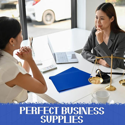 Patelai 50 Pack Pocket Folders Bulk 2 Pocket Heavy Duty Plastic Folders with Pockets Letter Size Folders Business Card Holder for School Office File (Blue)