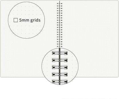 Large Dot Grid Spiral Notebook, 8.5" x 11", Premium 100gsm Ivory White Paper, Sturdy See-Through Cover, 128 Dotted Pages per Notebook(2 Pack) for Home, School, Office, Artist Writing/Drawing