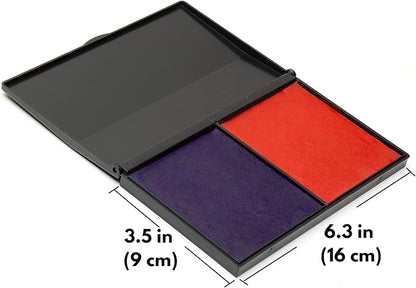 Ink Pad for Rubber Stamps, Stamp Pad for Clear Impression Stamping, Quality Felt Pad Black Ink, Red Ink, Blue Ink L (3.5 * 6.3) (Red & Blue)
