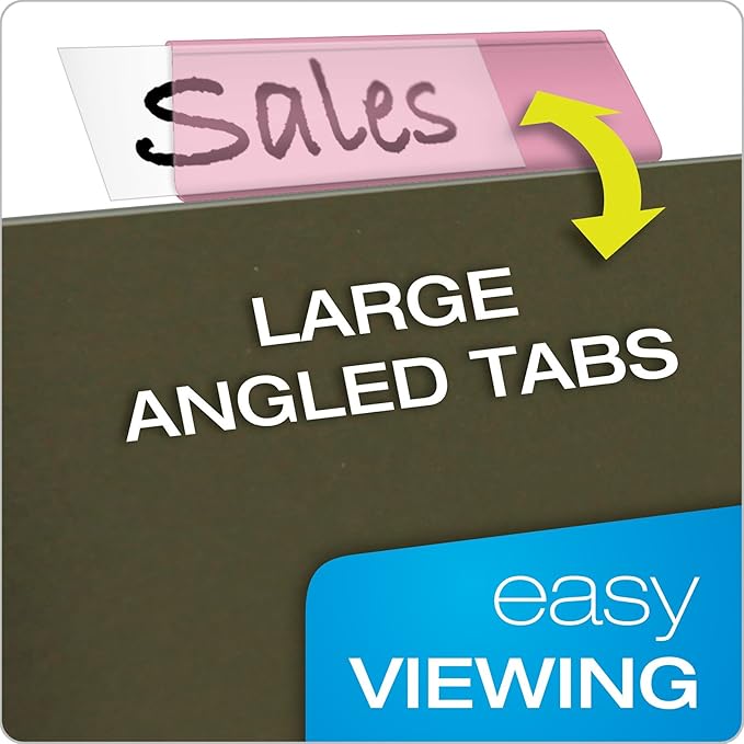 Pendaflex Hanging Folder Tabs, 2", Clear Pink, 25 Tabs and Inserts per Pack (42 PIN)