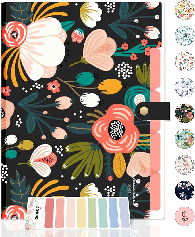 Sooez File Folders Organizer, Folders with 5 Pockets, Folders for Documents w/Sticker, Accordion File Organizer, Paper Receipt Bill Filing Organizer, School College Office Travel Essentials Supplies