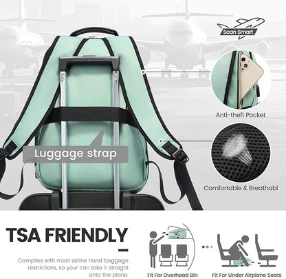 LOVEVOOK Laptop Backpack for Women 15.6 inch,Cute Womens Travel Backpack Purse,Professional Laptop Computer Bag,Waterproof Work Business College Teacher Bags Carry on Backpack with USB Port,Mint Green
