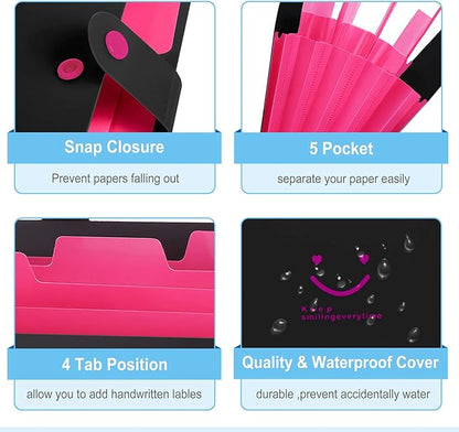 SKYDUE Letter A4 Paper Expanding File Folder Pockets Accordion Document Organizer (Black)