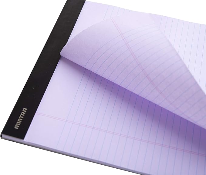 Mintra Office Legal Pads - ((BASIC PASTEL 6pk, 8.5in x 11in, WIDE RULED)) - 50 Sheets per Notepad, Micro perforated, Pastel Writing Pad, Notebook Paper for School, College, Office, Business - Pink, Blue, Purple