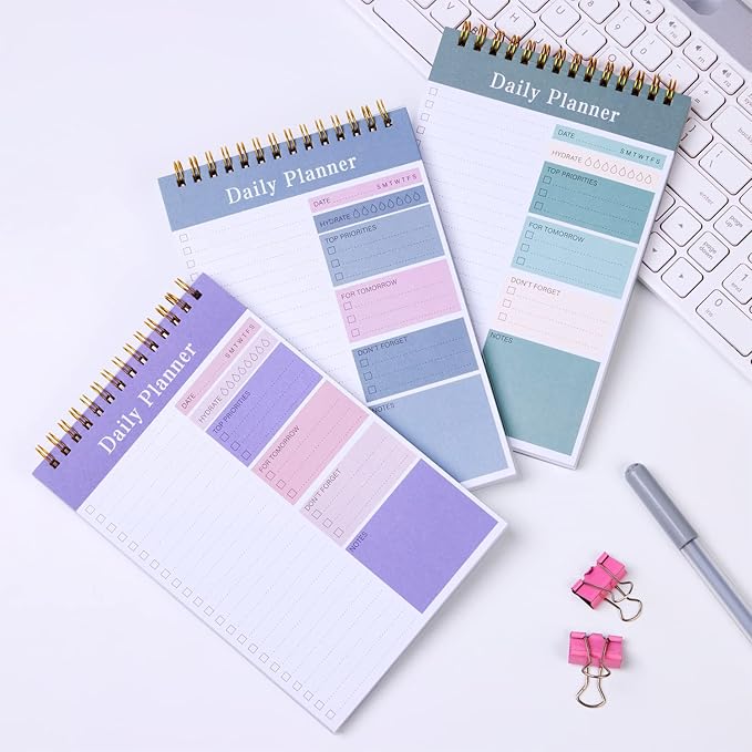 Set of 3 To Do List Notepad, 52 Sheets Undated Daily Planner 2024, 5.2"x7.8" To Do List Notebook, Daily Checklist for School/Office Supplies