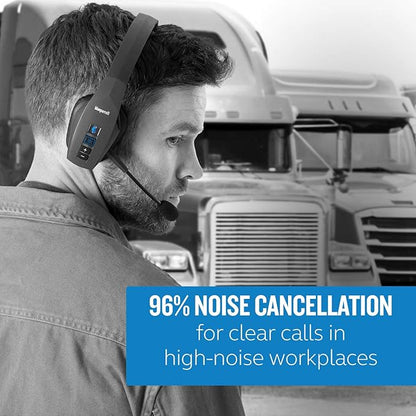 BlueParrott B550-XT Voice-Controlled Trucker Bluetooth Headset – Industry Leading Sound with Long Wireless Range, Comfort for All-Day Wear - Ideal for Anyone On-The-Go, Up to 24hrs of Talk Time, Black