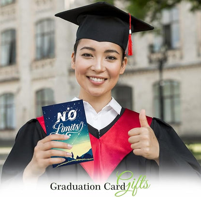 FaCraft Graduation Card 2025, No Limits Congrats Grad Greeting Cards with Envelope, for Preschool Kindergarten Middle School High School College PHD University Master Gradutes
