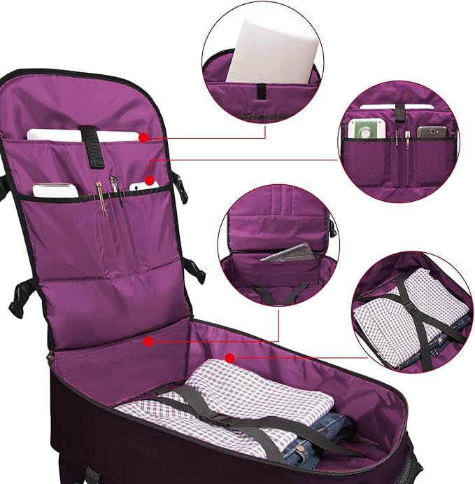 Lightweight Travel Backpack Hiking Daypack Laptop Bookbag, 17L Carry-on Personal Item Weekender Overnight Bag Unisex, Eggplant