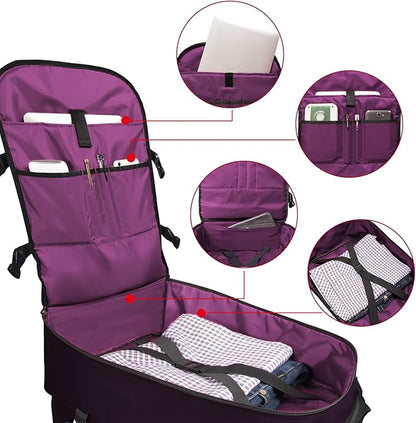 Lightweight Travel Backpack Hiking Daypack Laptop Bookbag, 17L Carry-on Personal Item Weekender Overnight Bag Unisex, Eggplant