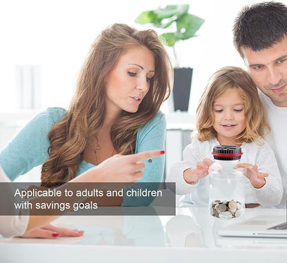 Coin Bank for Adults, QPEY Piggy Bank Coin Jar with LCD Counter Change Counter for Counting Money, Change Bank Designed for All US Coins (Red)