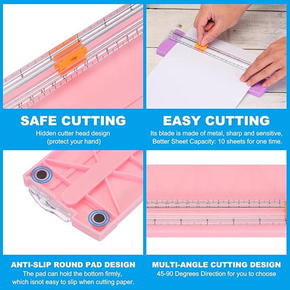 PATIKIL Paper Trimmer, Plastic Portable A5 Paper Cutter Slicer Tool with Side Ruler for Scrapbooking Craft Paper Photo Cardstock Label, Sky Blue