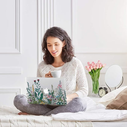 Case for MacBook Air 13 inch M1 A2337 A2179 A1932 2022-2018 Release, Matte Clear Hard Cover & Transparent Keyboard Cover & Screen Protector Compatible with Mac Air 13.3 Touch ID, Flowers