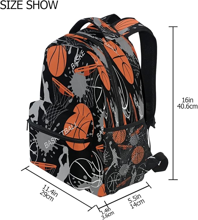 AUUXVA Sport Man Basketball School Backpack for Girls Boys Kids Laptop Backpack Travel Camping Daypack Medium