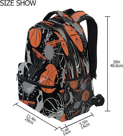 AUUXVA Sport Man Basketball School Backpack for Girls Boys Kids Laptop Backpack Travel Camping Daypack Medium