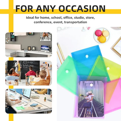 Vmiapxo 40 Pack Multi-Color Stamp and Die Storage Pockets, Reusable Rainbow Small Plastic Envelopes Waterproof Sticker Organizer Receipt Holder Photo Storage Folders (5" x 7")