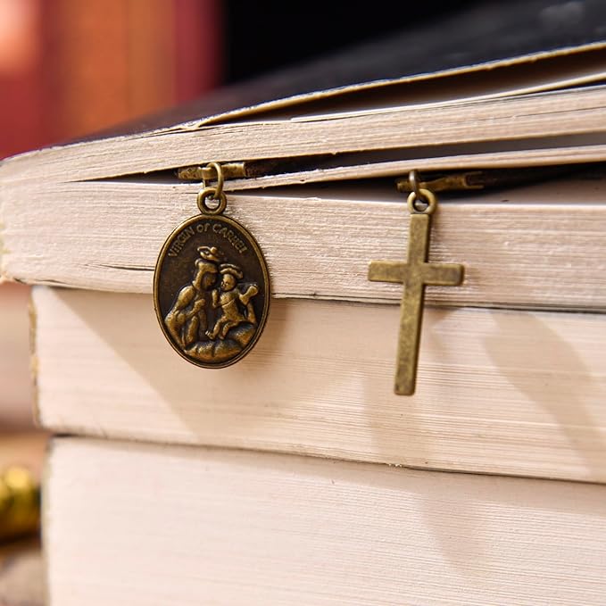 Bookmarks, Handmade Retro Cross Bible Bookmark with Long Leather Straps, Christian Saint Book Mark, Ideal Christian Gift (Style 3)