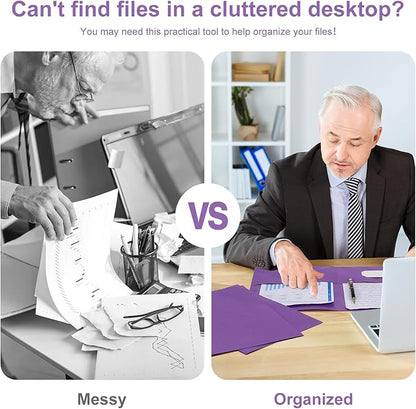 Harloon 75 Pack Two Pocket Portfolio Folders Bulk, 8.5 x 11 Inches Textured Paper with Business Card Slot Letter Size File Folders for Office School Classroom (Purple)