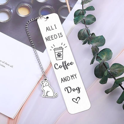 Dog Mom Gifts for Women Bookmark, Coffee Dog Book Marks for Reading Women Men Dog Mom Dad, Dog Lovers Gifts for Women Men Book Lovers Bookish, Birthday Christmas Gifts for Dog Lovers Friends Coworkers